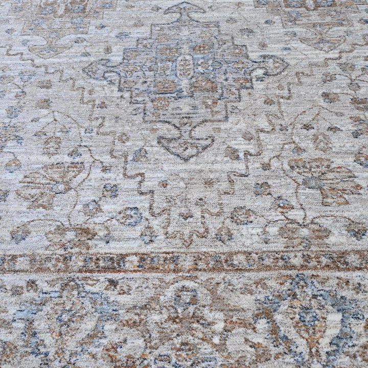 Cream & Grey  Floral Turkish Rug 7x10 ft
