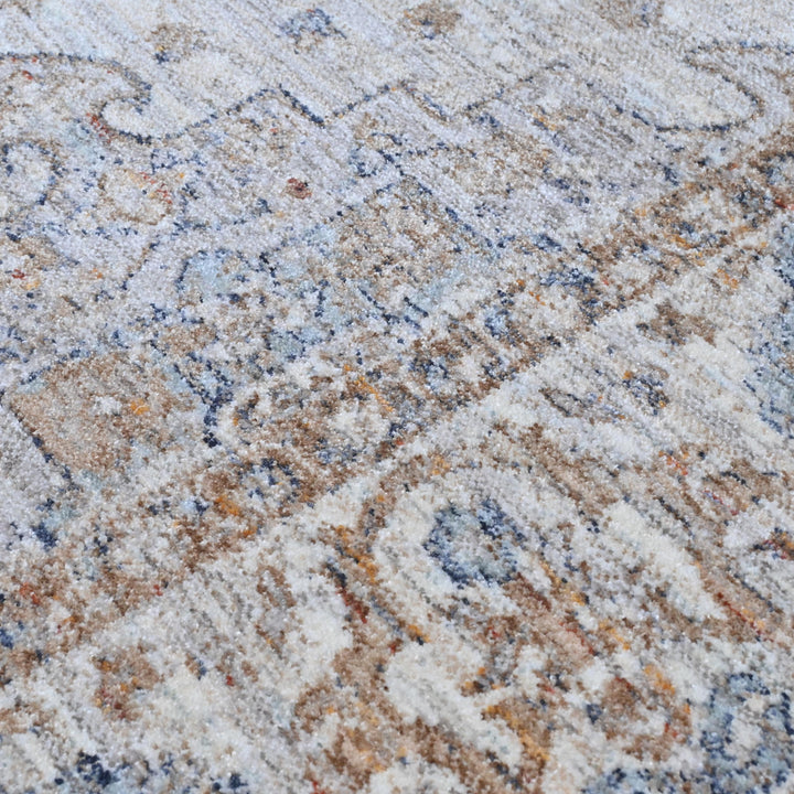 Cream & Grey  Floral Turkish Rug 7x10 ft