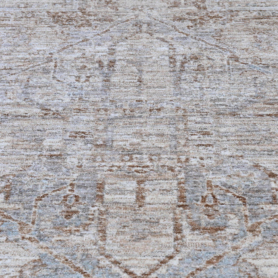 Grey & Beige Floral Turkish Rug 7x10 ft