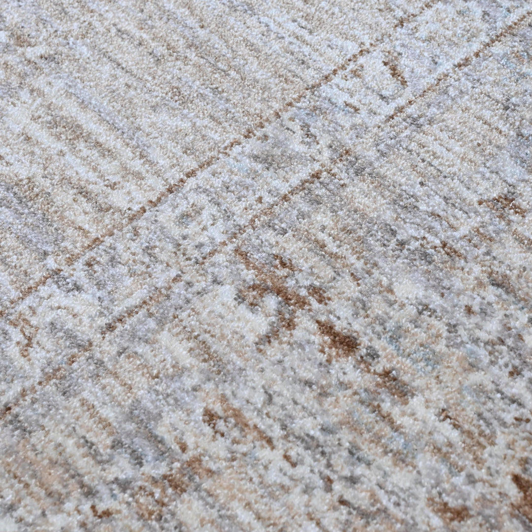 Grey & Beige Floral Turkish Rug 7x10 ft