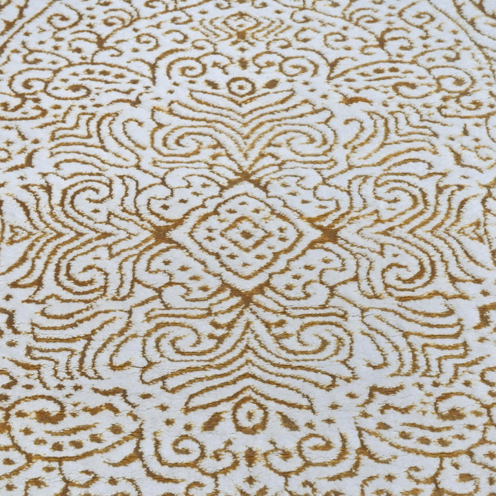 Grey Beige Medallion Turkish Rug 5X8 ft