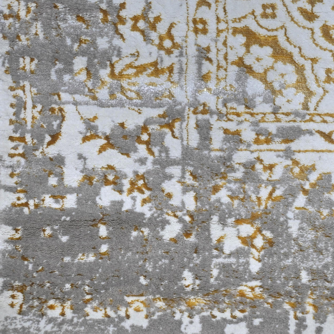 Grey Beige Medallion Turkish Rug 5X8 ft