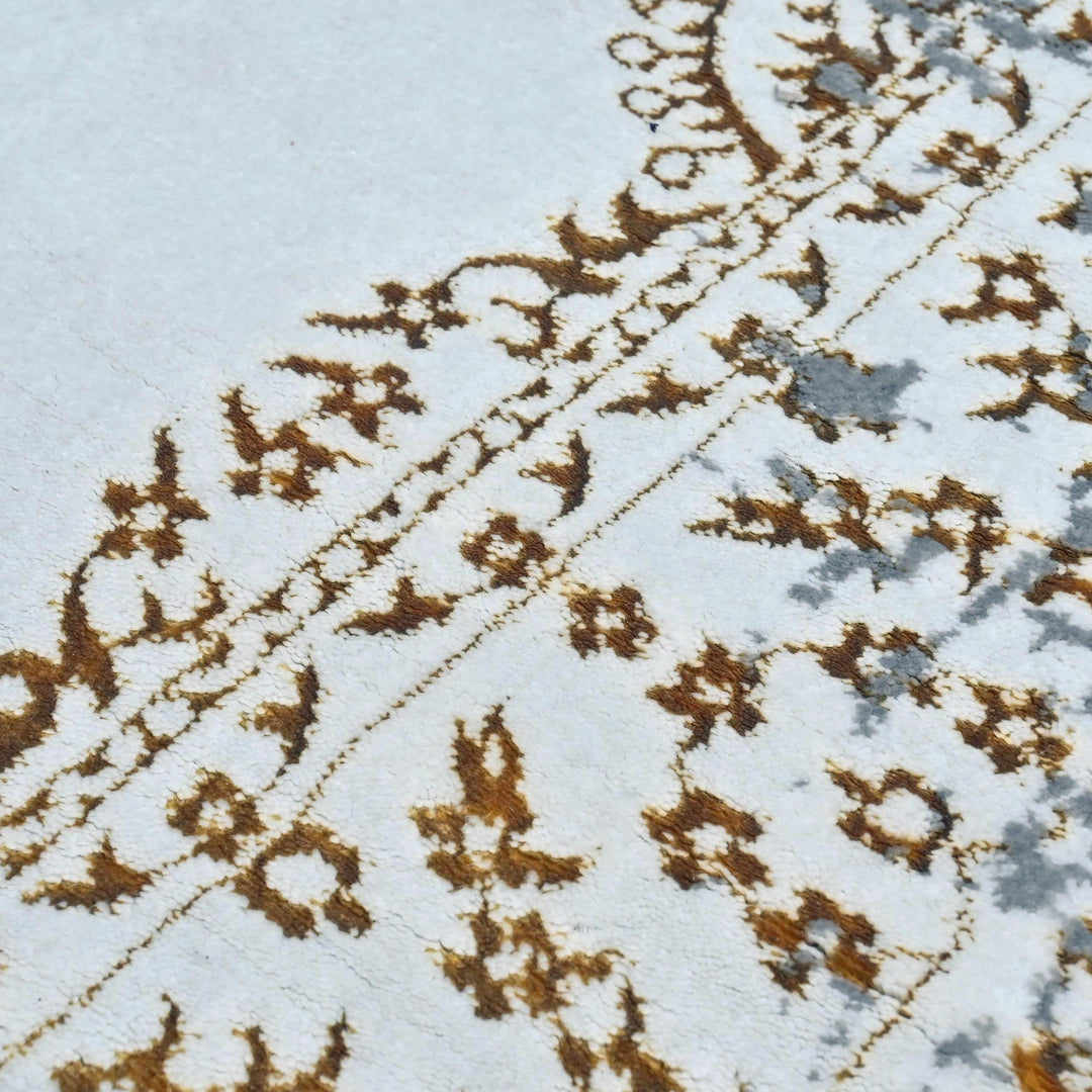 Grey Beige Medallion Turkish Rug 5X8 ft