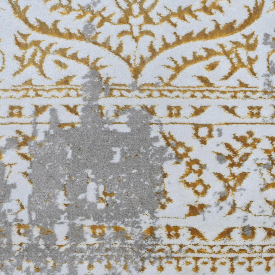 Grey Beige Medallion Turkish Rug 5X8 ft