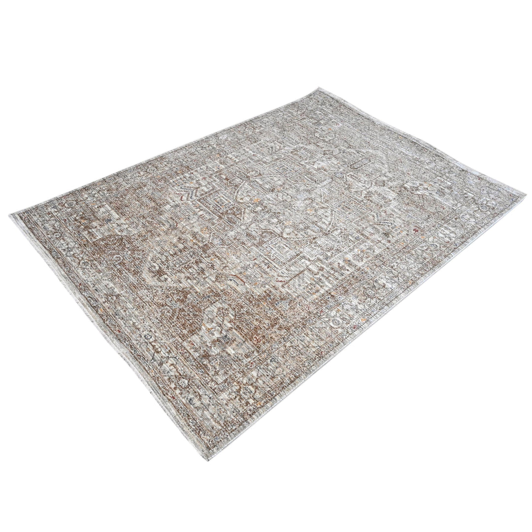 Grey & Beige Geometric Turkish Rug 5X8 Ft