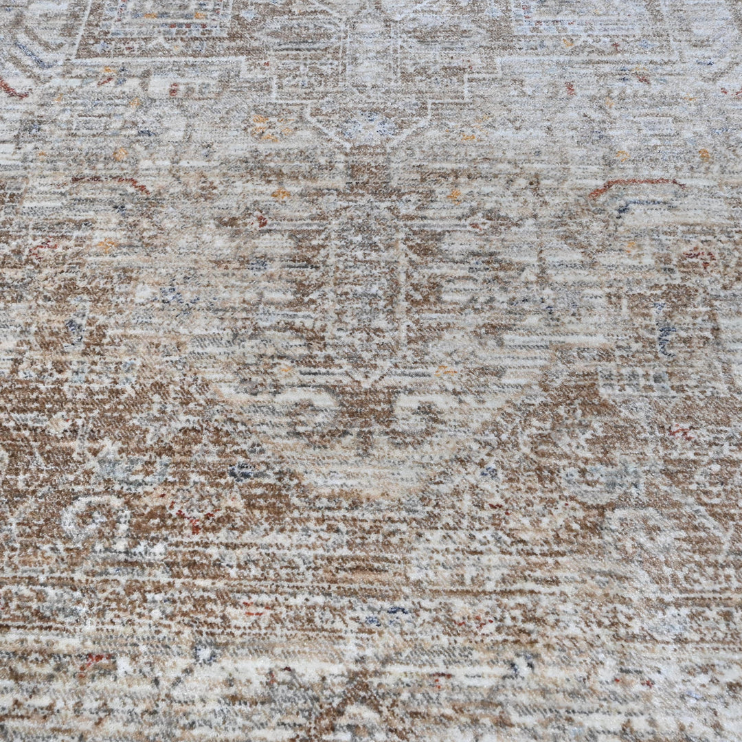 Grey & Beige Geometric Turkish Rug 5X8 Ft