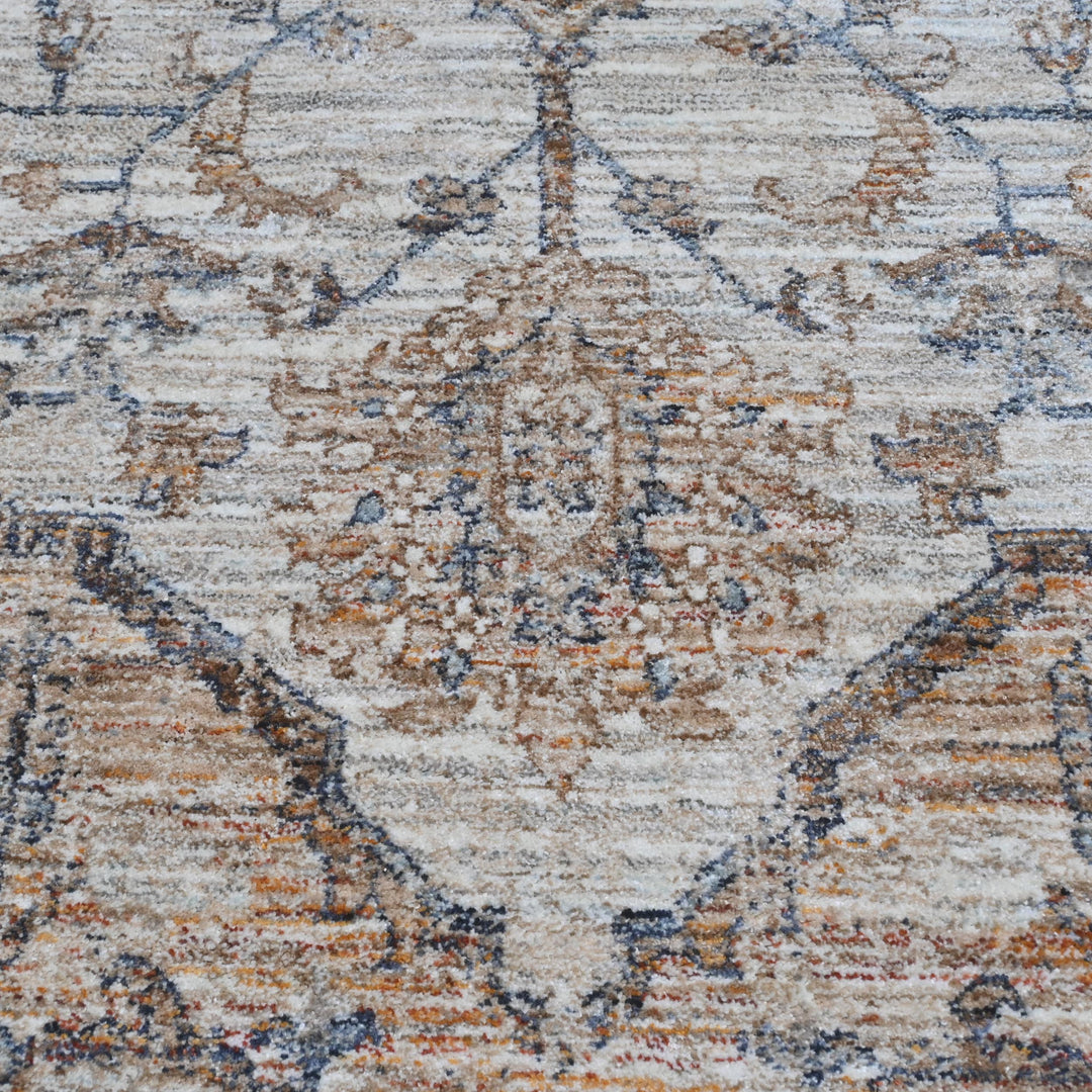 Grey & Beige Floral Turkish Rug 5X8 ft