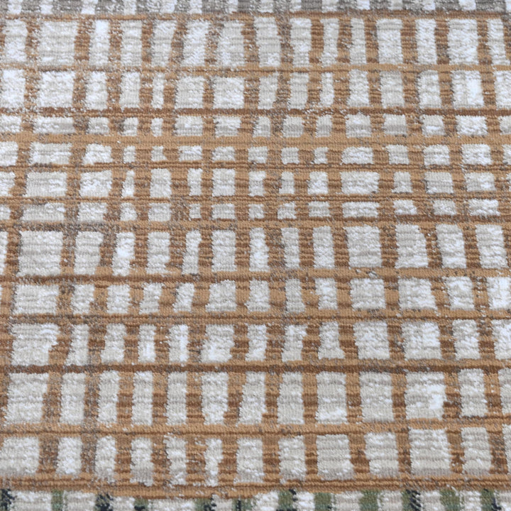 Grey & Beige Checkered Turkish Rug 5X8 ft