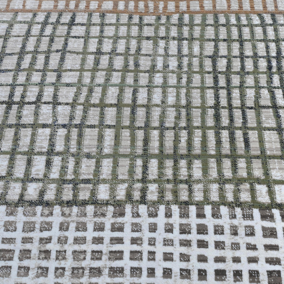 Grey & Beige Checkered Turkish Rug 5X8 ft