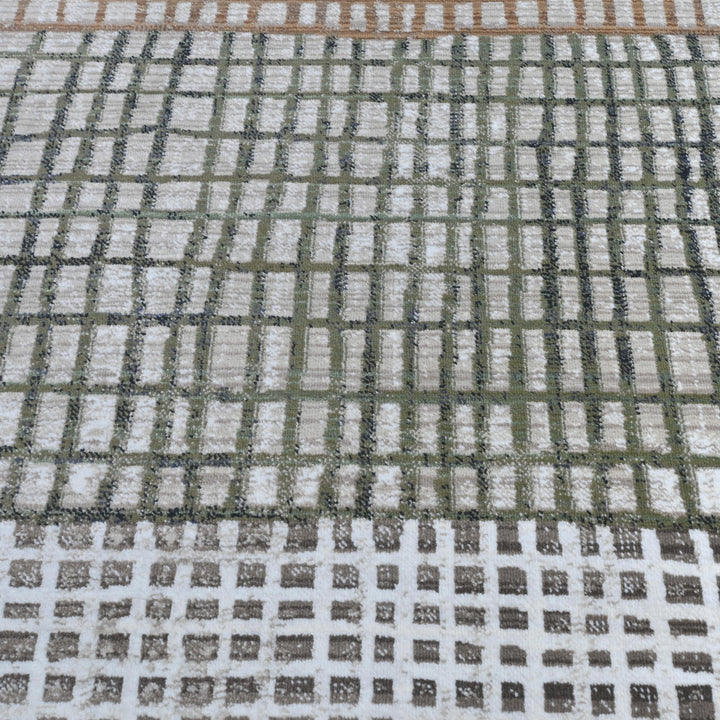 Grey & Beige Checkered Turkish Rug 5X8 ft