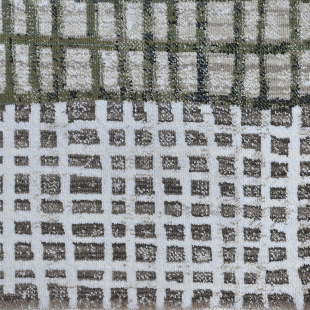 Grey & Beige Checkered Turkish Rug 5X8 ft