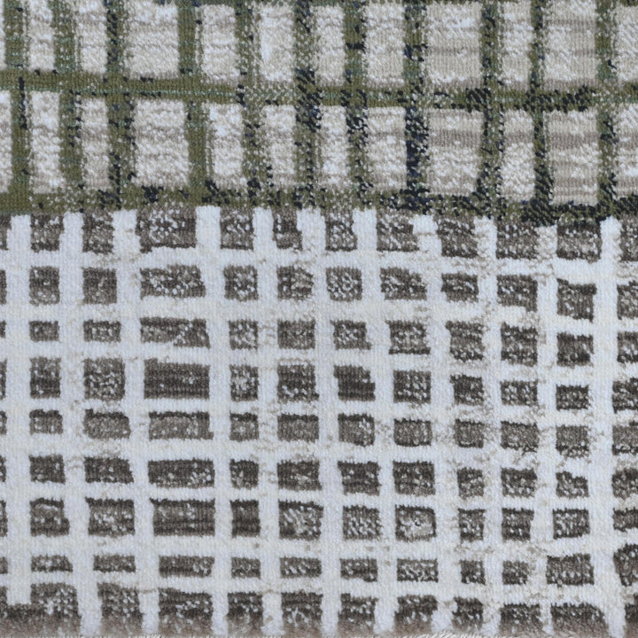 Grey & Beige Checkered Turkish Rug 5X8 ft