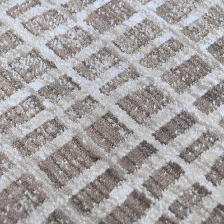 Grey & Beige Checkered Turkish Rug 5X8 ft