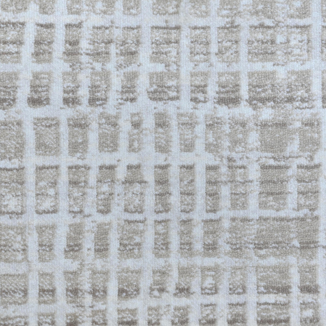 Grey & Beige Checkered Turkish Rug 5X8 ft