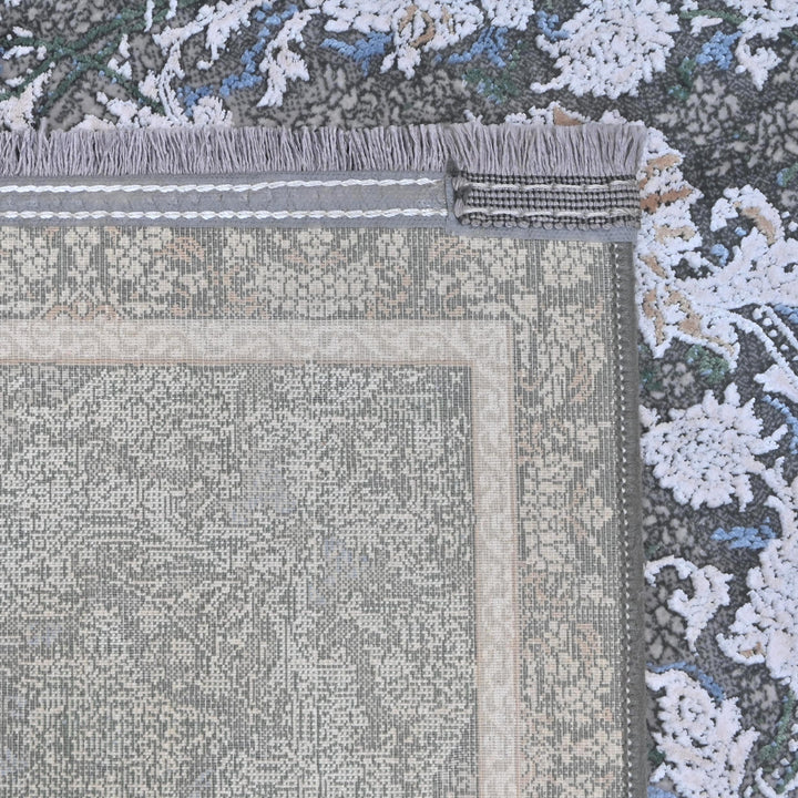 Green & Grey Floral Turkish Rug 5X8 ft