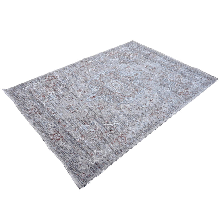 Grey & Beige Geometric Turkish Rug 5X8 ft -