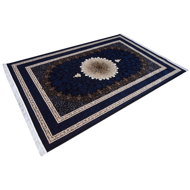 Navy Blue & Gold Persian Rug 7x10 FT