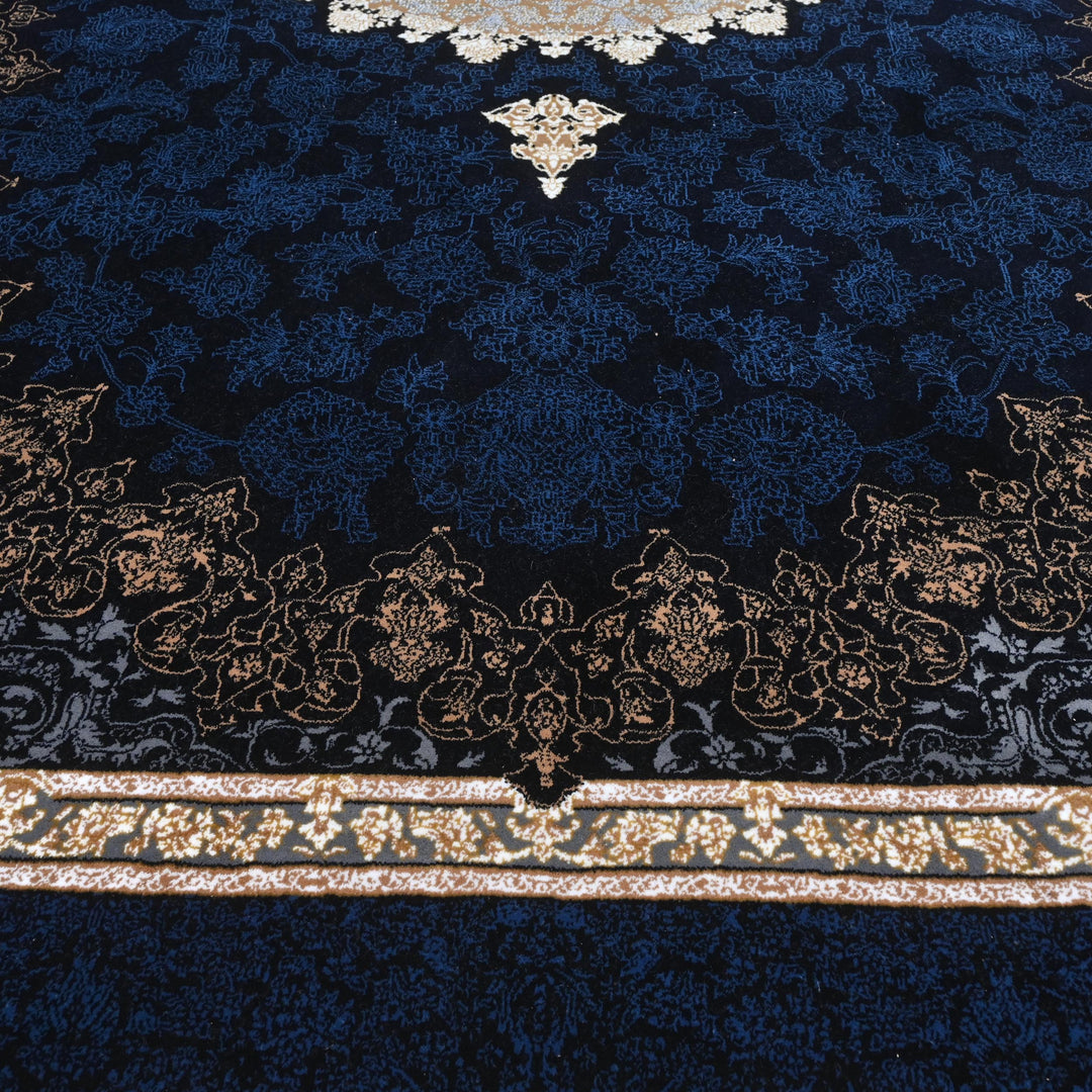 Navy Blue & Gold Persian Rug 7x10 FT