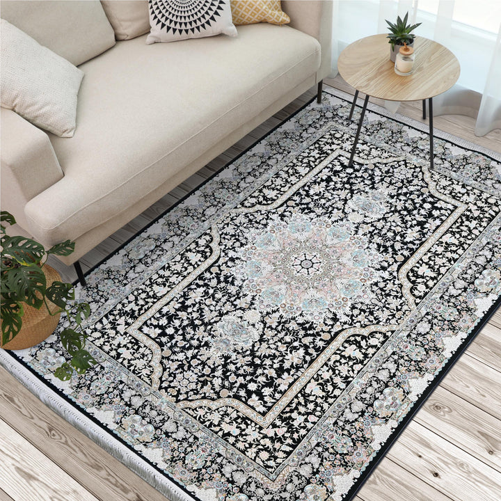Black & Silver Persian Rug 7x10 FT
