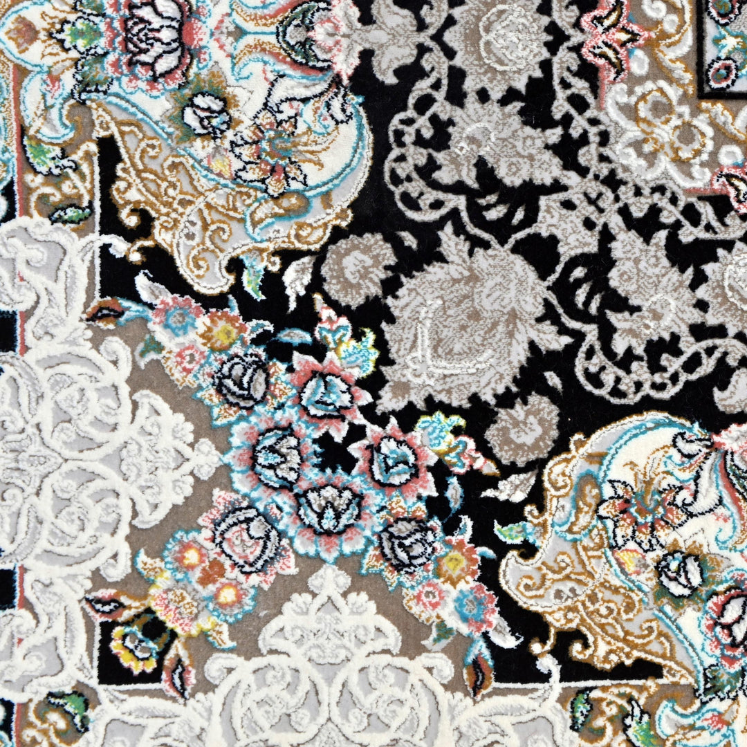 Black & Silver Persian Rug 7x10 FT