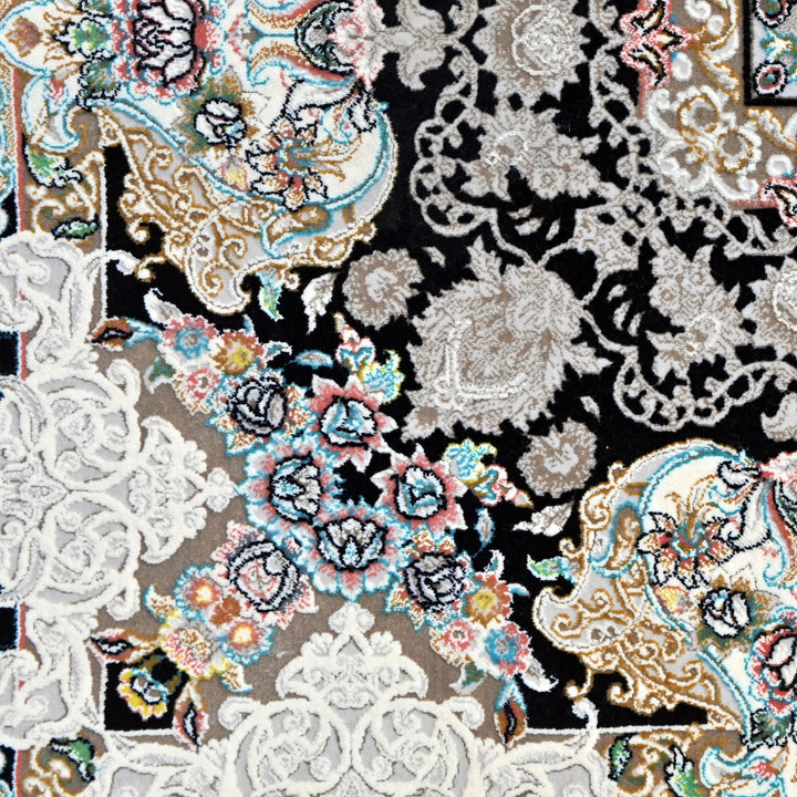 Black & Silver Persian Rug 7x10 FT