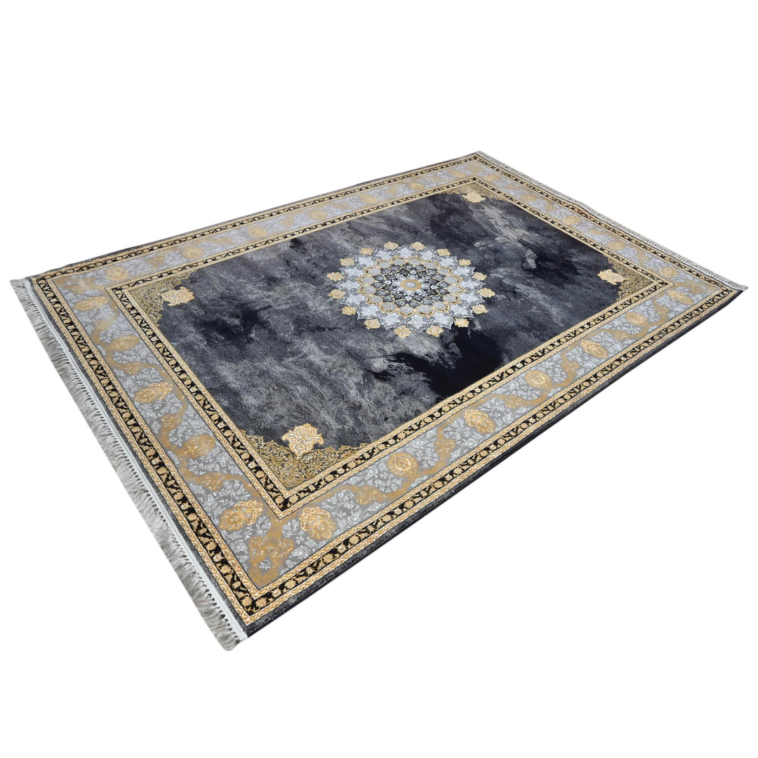 Charcoal & Gold Persian Rug 7x10 FT