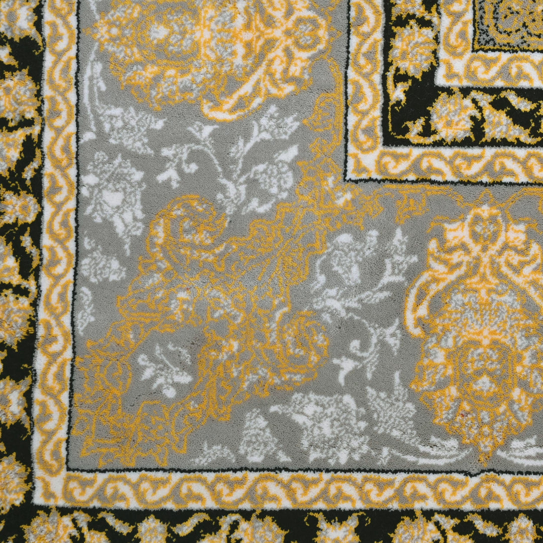 Charcoal & Gold Persian Rug 7x10 FT