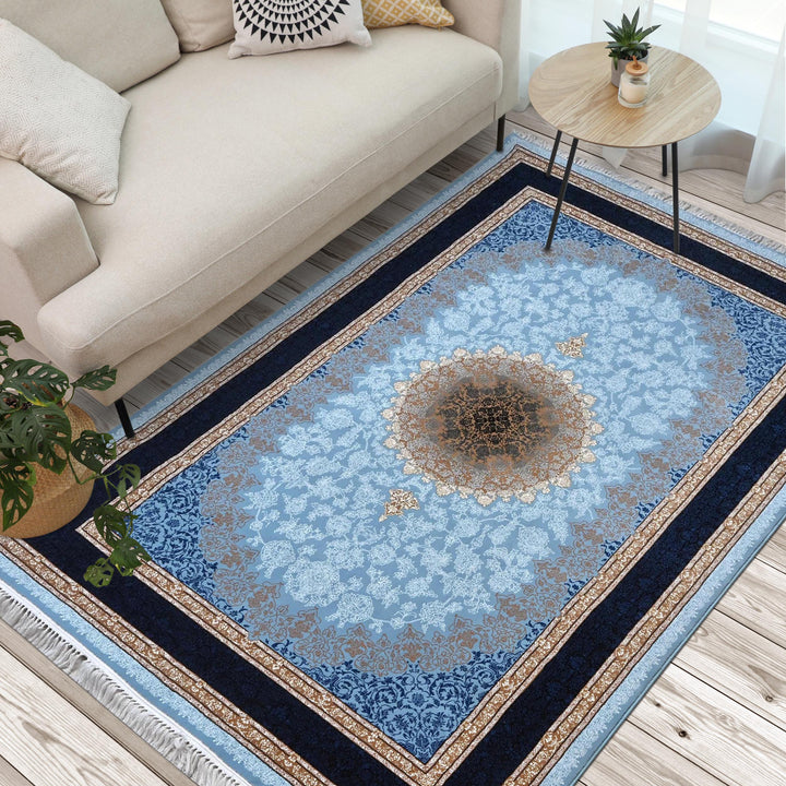 Light Blue & Navy Persian Rug 7x10 FT