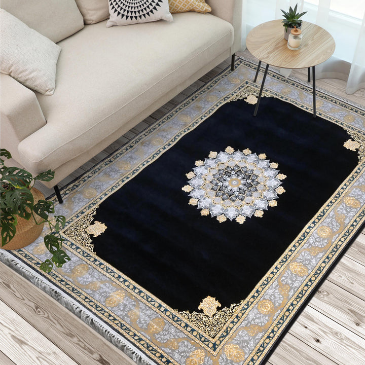 Black & Gold Persian Rug 7x10 FT