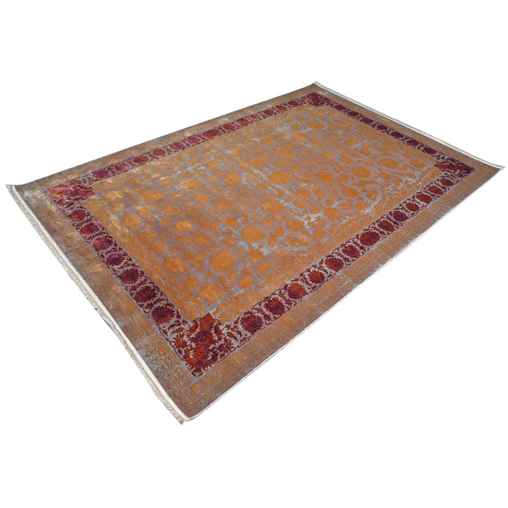 Beige & Burgundy Persian Rug 7x10 FT
