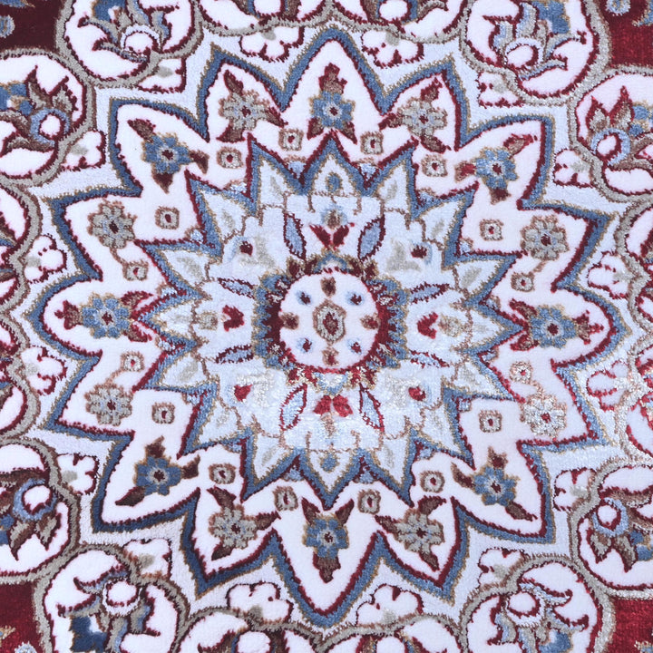Cream & Burgundy Floral Turkish Rug 8X11 Ft -