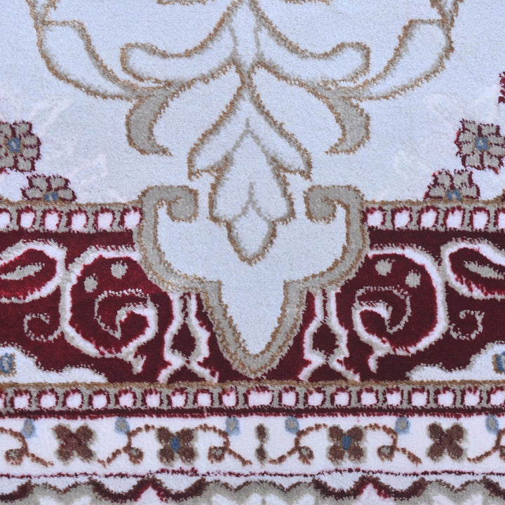 Cream & Burgundy Floral Turkish Rug 8X11 Ft -