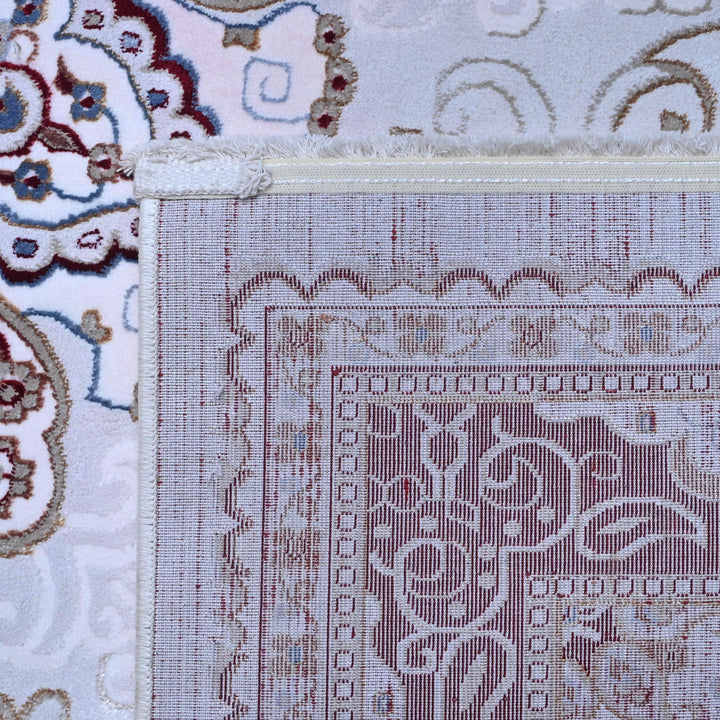 Cream & Burgundy Floral Turkish Rug 8X11 Ft -