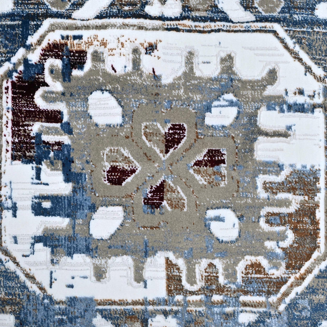 Cream & Grey Geometric Turkish Rug 8X11 FT