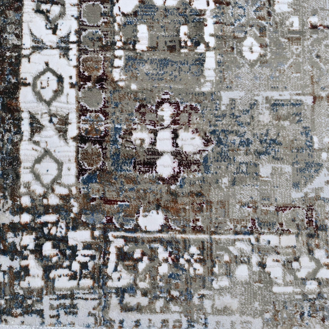 Cream & Grey Geometric Turkish Rug 8X11 FT