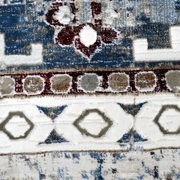 Cream & Grey Geometric Turkish Rug 8X11 FT