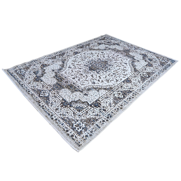 Grey & Cream Floral Turkish Rug 8X11 Ft