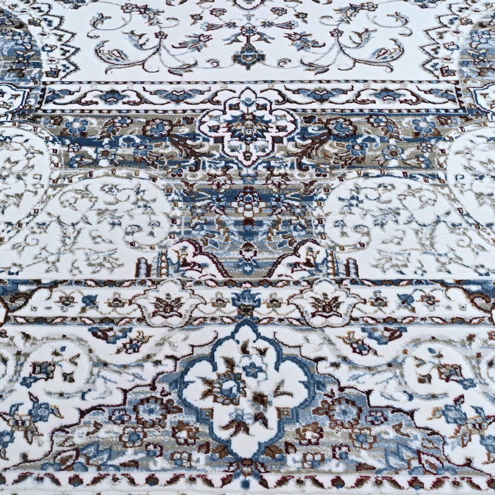 Grey & Cream Floral Turkish Rug 8X11 Ft