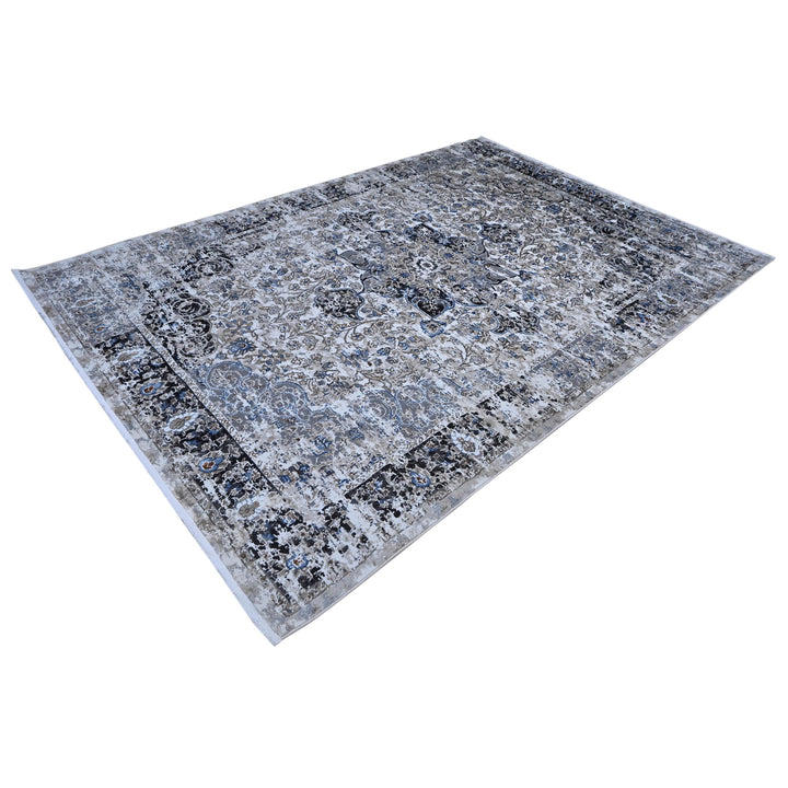 Grey & Black Vintage Turkish Rug 8X11 Ft