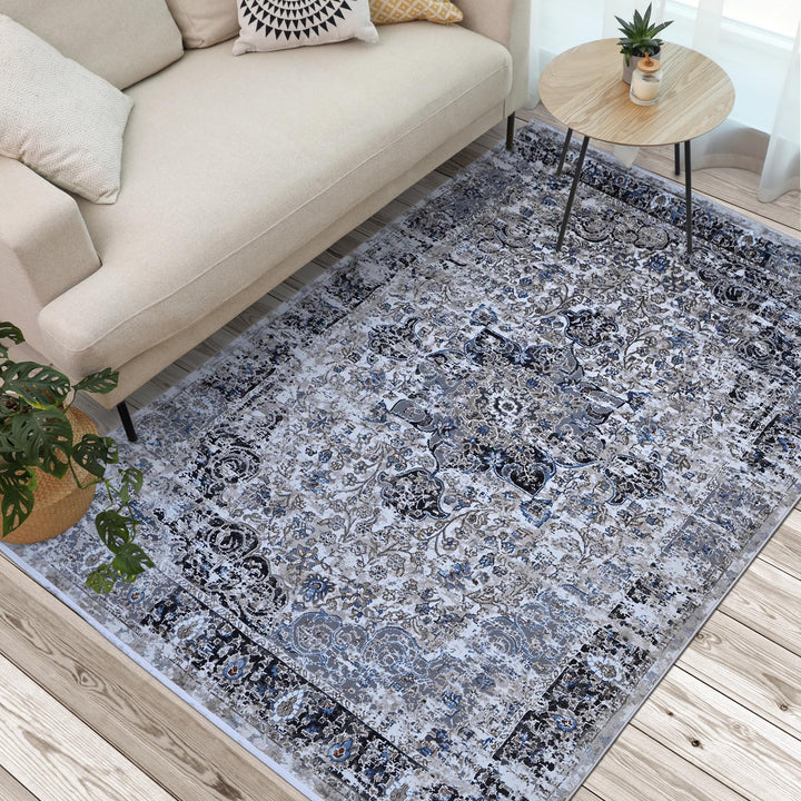 Grey & Black Vintage Turkish Rug 8X11 Ft