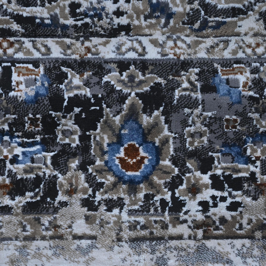 Grey & Black Vintage Turkish Rug 8X11 Ft