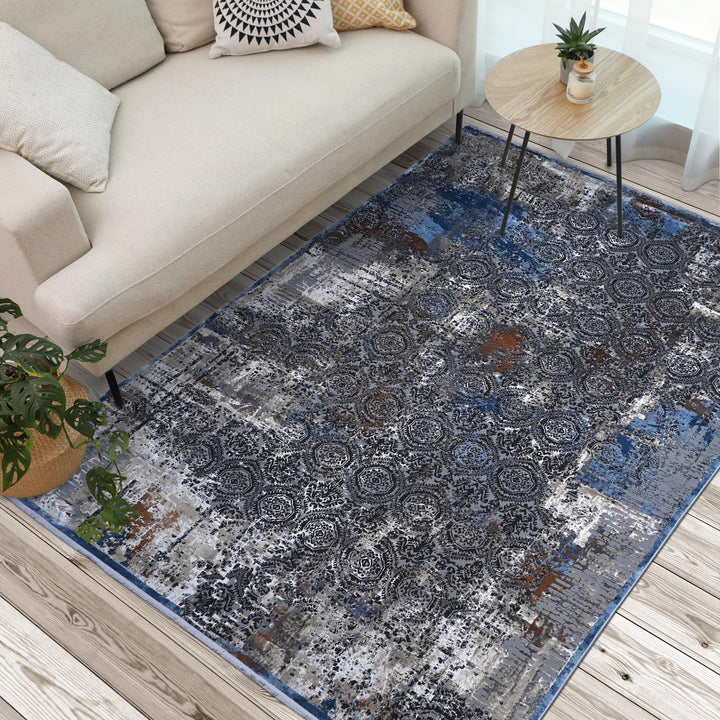 Blue & Grey Vintage Turkish Rug 8X11 Ft