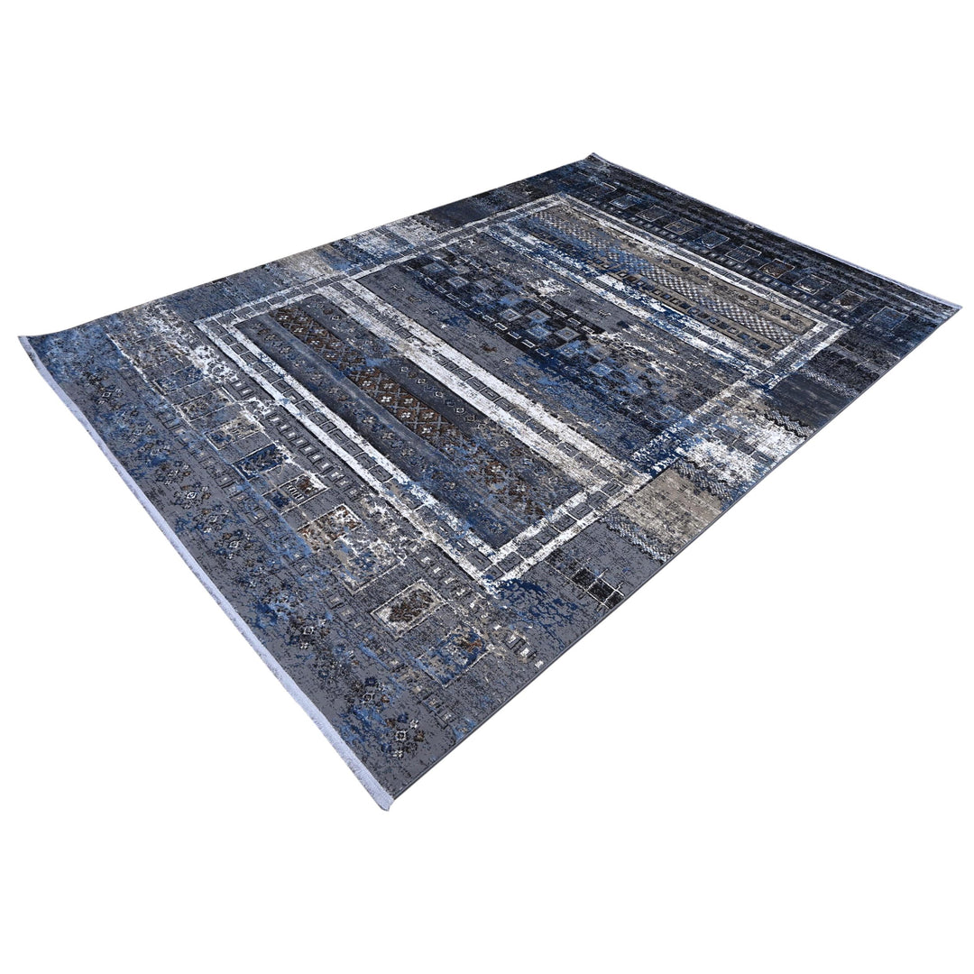 Blue & Grey Vintage Turkish Rug 8X11 Ft