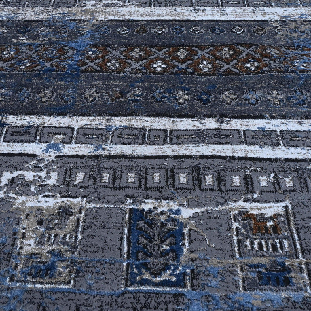 Blue & Grey Vintage Turkish Rug 8X11 Ft