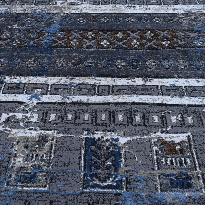 Blue & Grey Vintage Turkish Rug 8X11 Ft