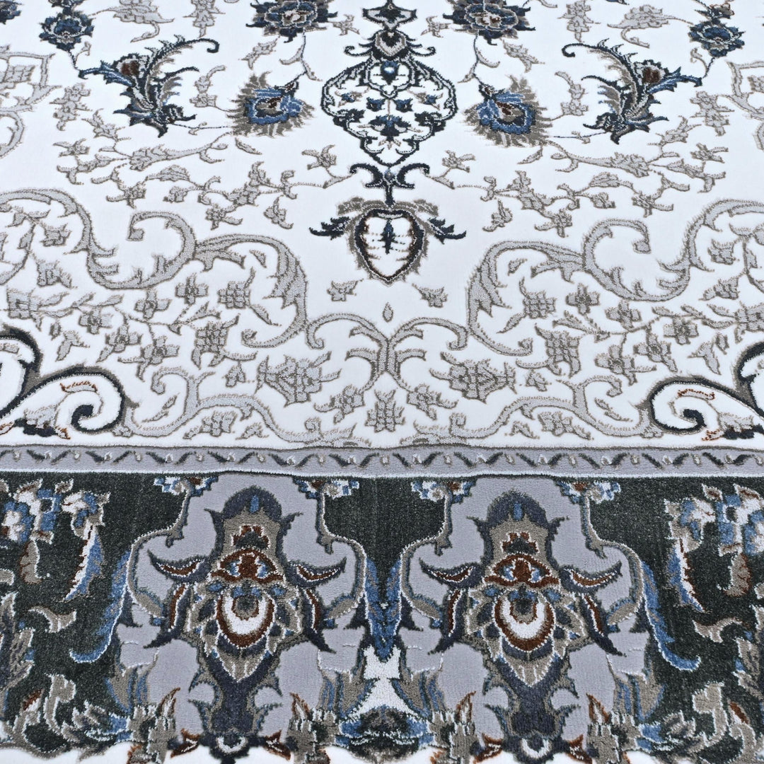 Grey & Black Floral Turkish Rug 8X11 Ft