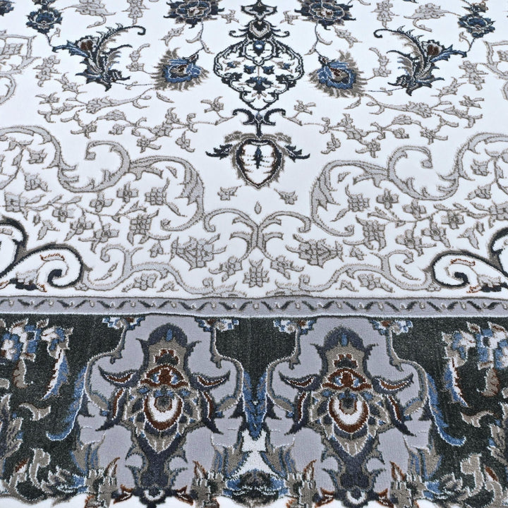 Grey & Black Floral Turkish Rug 8X11 Ft