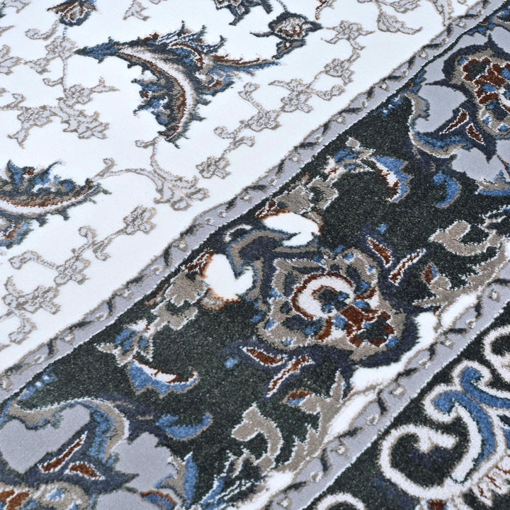 Grey & Black Floral Turkish Rug 8X11 Ft