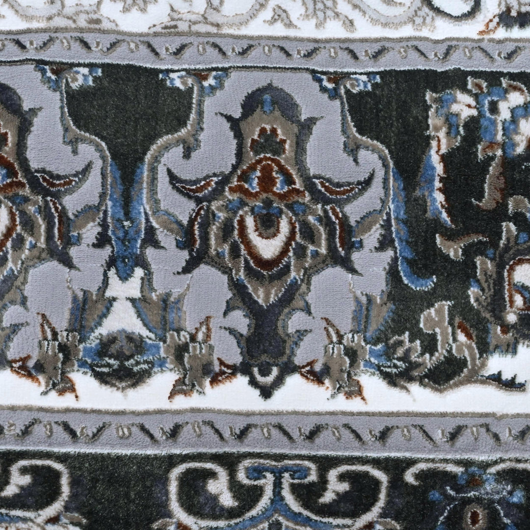 Grey & Black Floral Turkish Rug 8X11 Ft