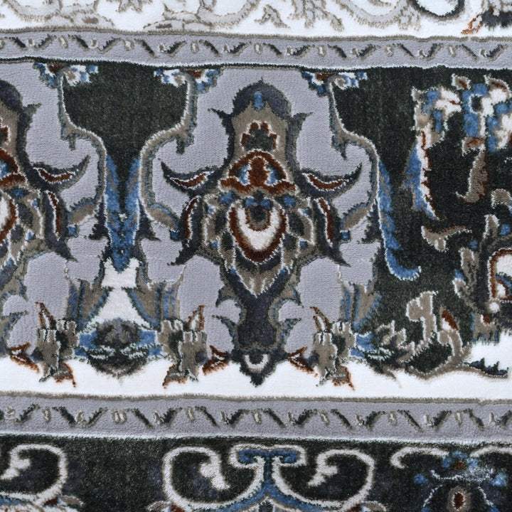 Grey & Black Floral Turkish Rug 8X11 Ft